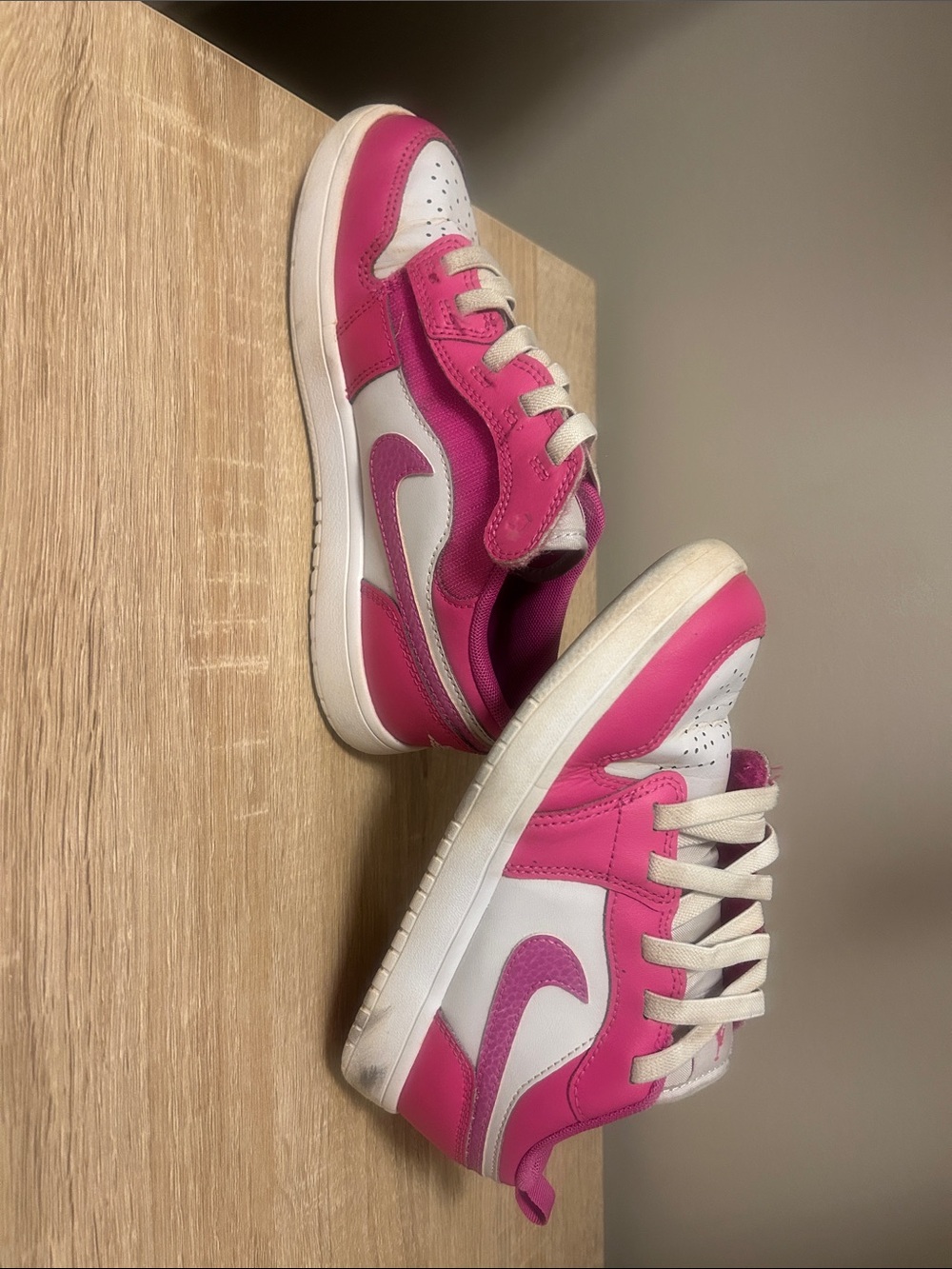 Girls Pink and White Nike Air Jordan Low-Top Sneakers